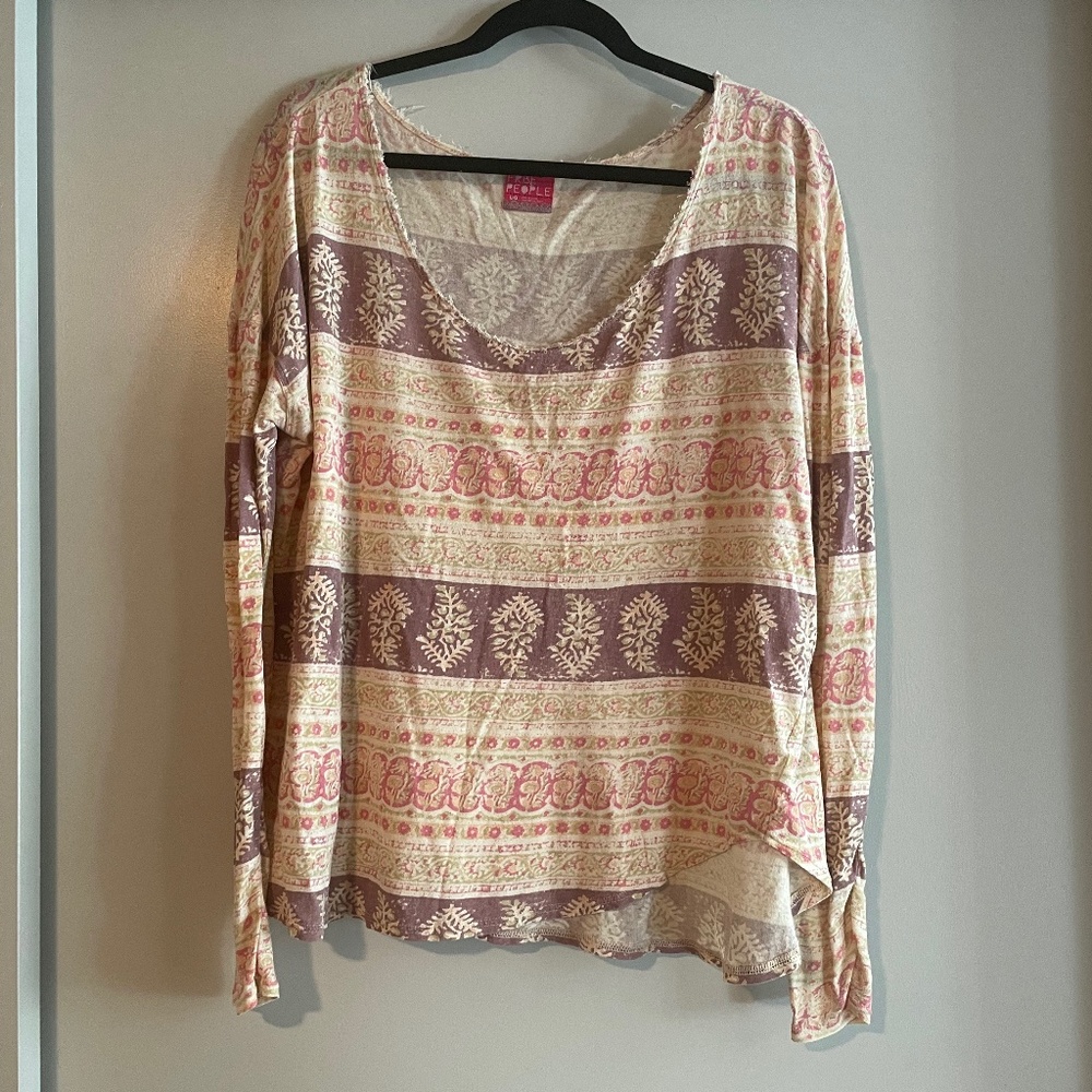 Free People womens L pullover off shoulder top blouse